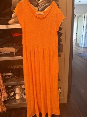 Free People Beach Orange Maxi Dress Cotton SzL Never Worn